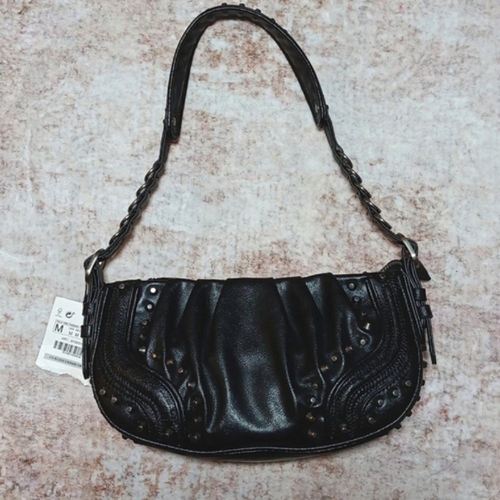 NEW Studded Black Shoulder Bag - Women - Picture 10 of 13